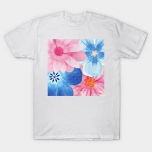 Watercolor Spring Pastel Flower Garden, Colorful, Bright T-Shirt